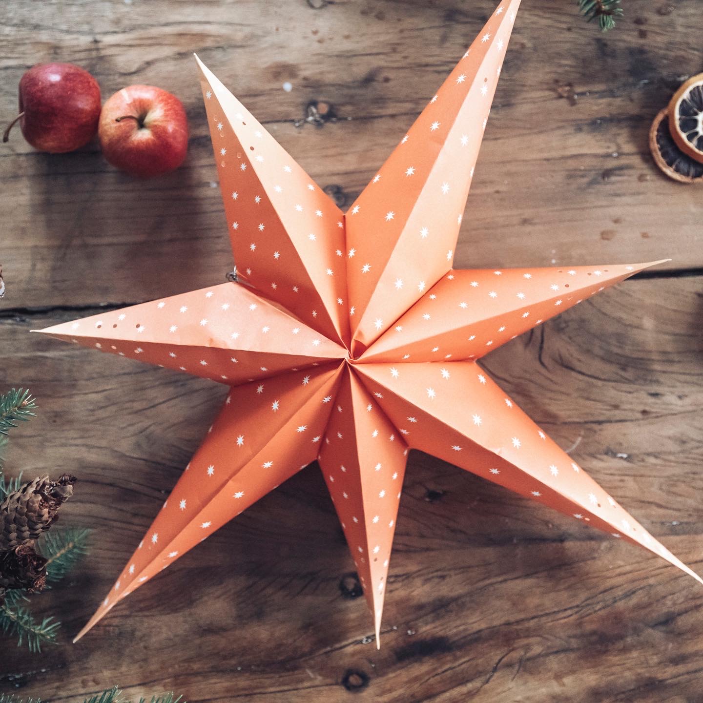 Adventsstjärna – klassisk retromodell i orange 7-uddig 60cm - 8