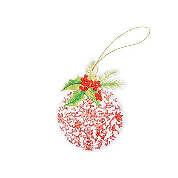 Paketkort utstansad julkula – Porcelain Ornaments 4-pack