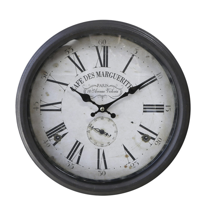 Väggklocka CAFE DES MARGUERITE Svart med romerska siffror Ø31cm - 3