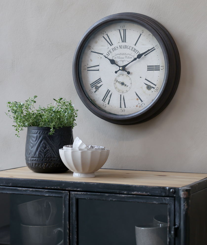 Väggklocka CAFE DES MARGUERITE Svart med romerska siffror Ø31cm - 4