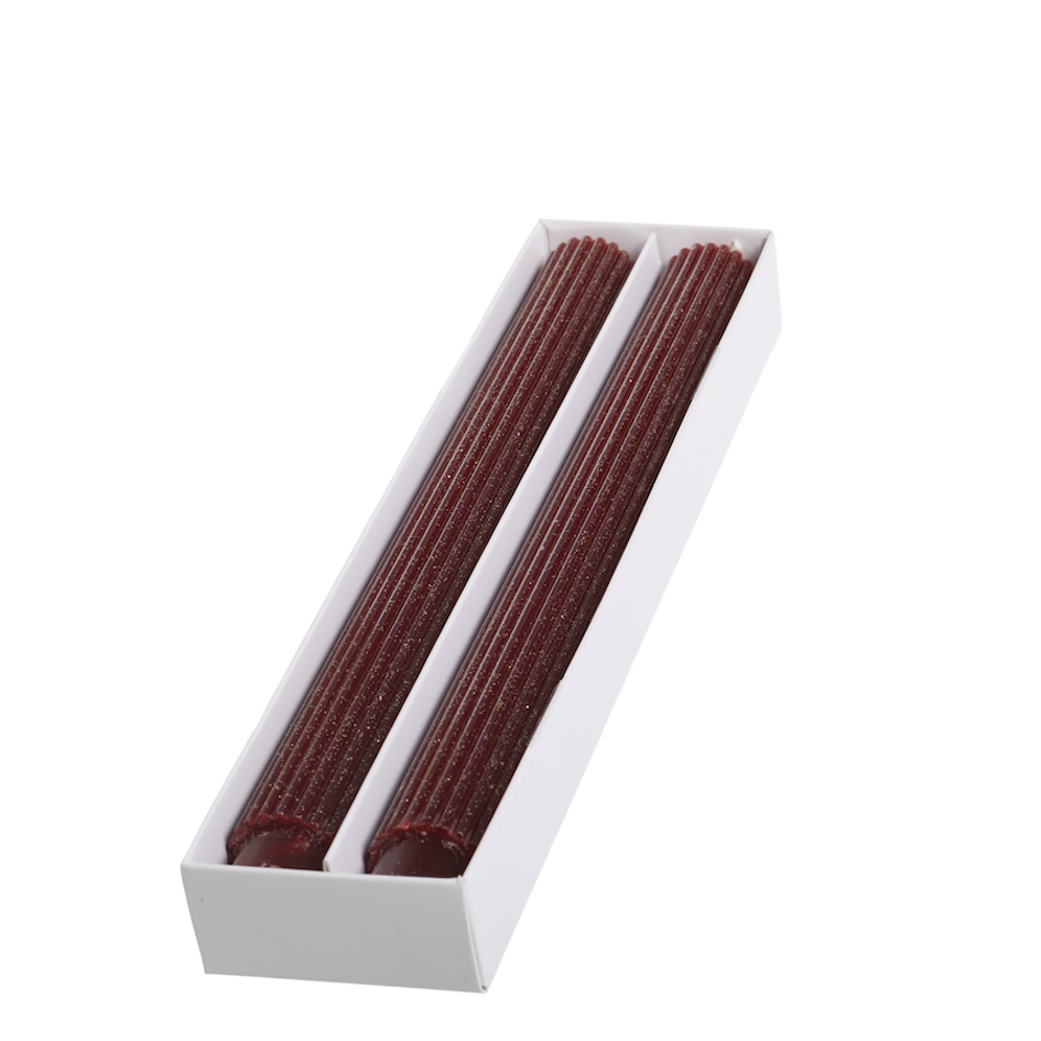 Glimmiga kronljus H26,5/Ø2,5cm – Cherry räfflat 16H 2-pack