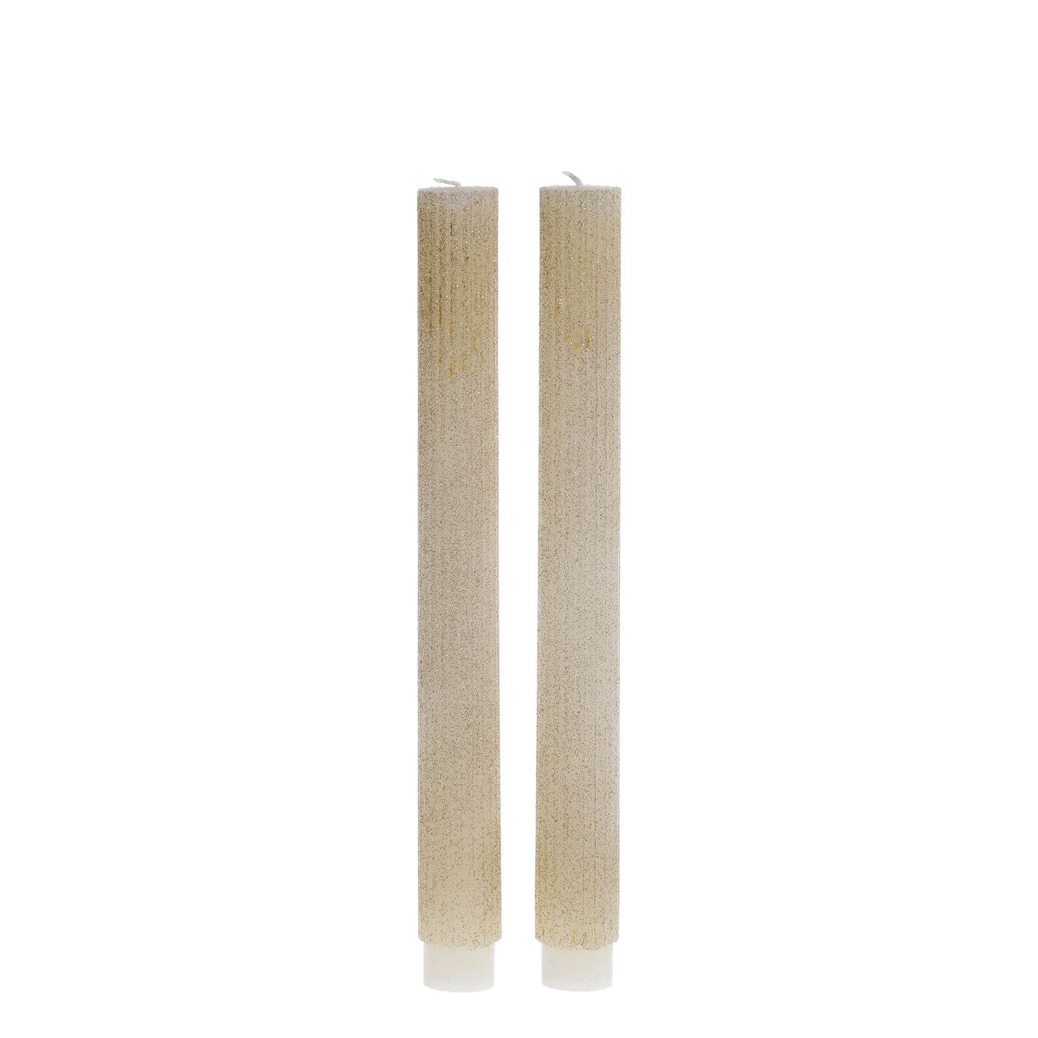 Glimmiga kronljus H26,5/Ø2,5cm – Creme räfflat 16H 2-pack