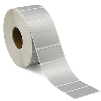 Synthetic label, 80 x 40 mm Silver Permanent 1000 pcs / Roll, 1 roll Sleeve 40 mm