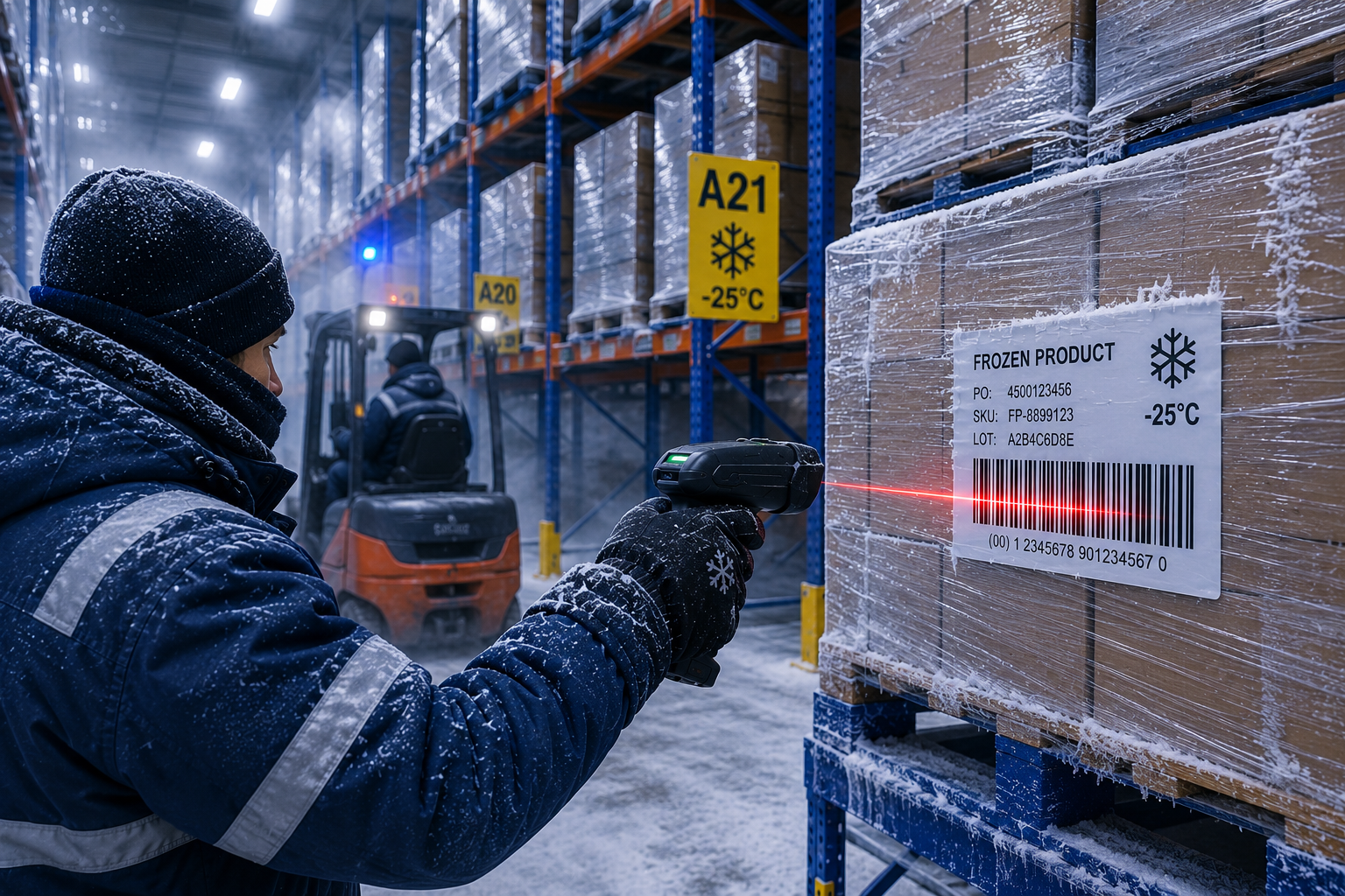 Barcode scanners for cold storage and freezer warehouses with rugged scanning equipment