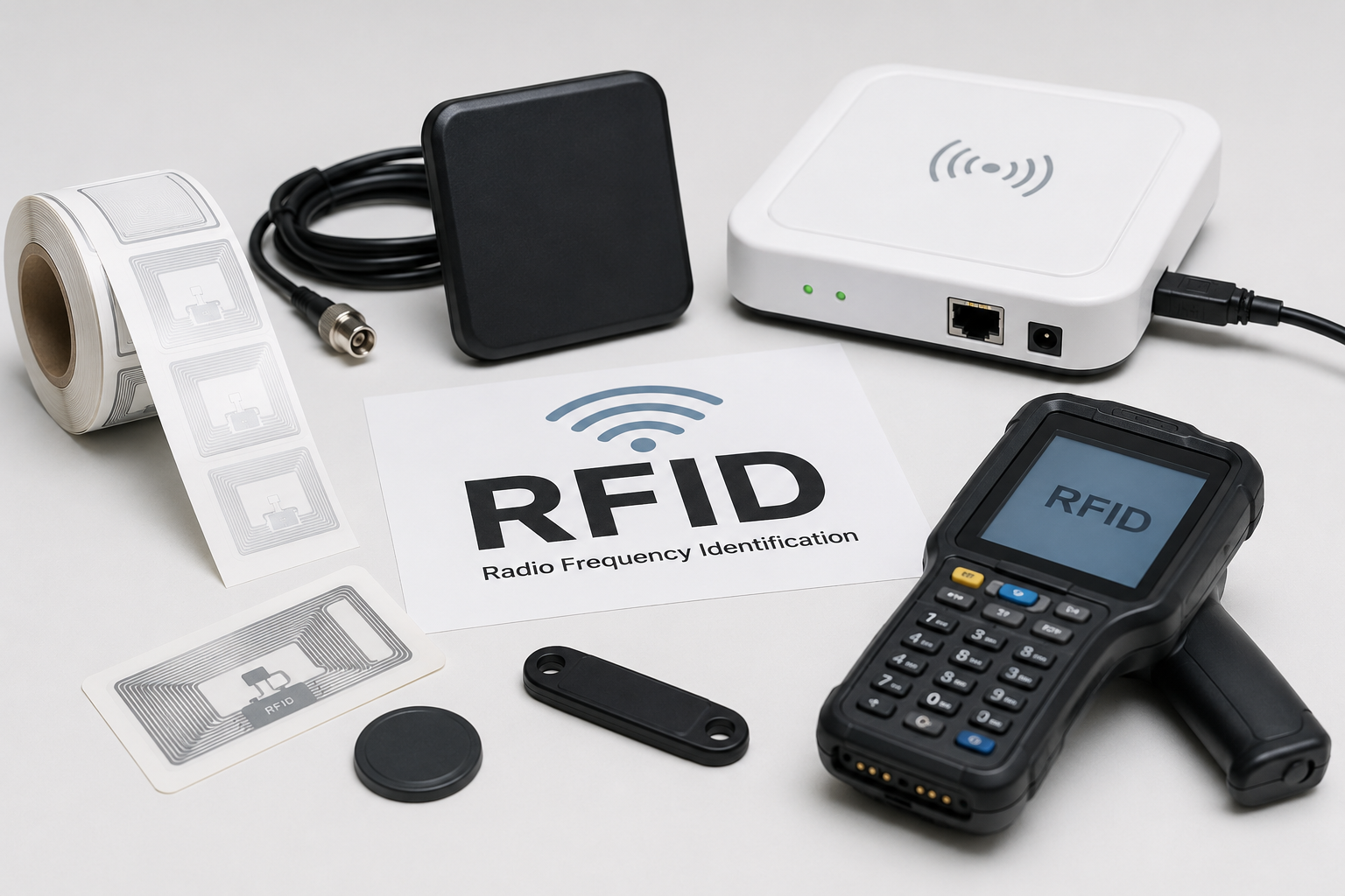 RFID technology with tags readers antennas and warehouse inventory tracking