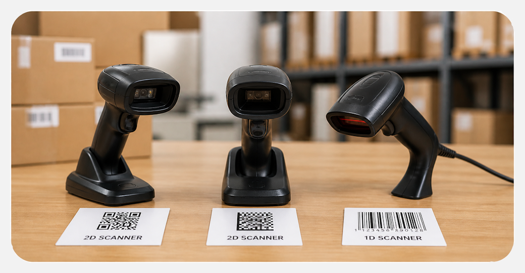 1D og 2D stregkodescannere til detailhandel lager logistik og industri