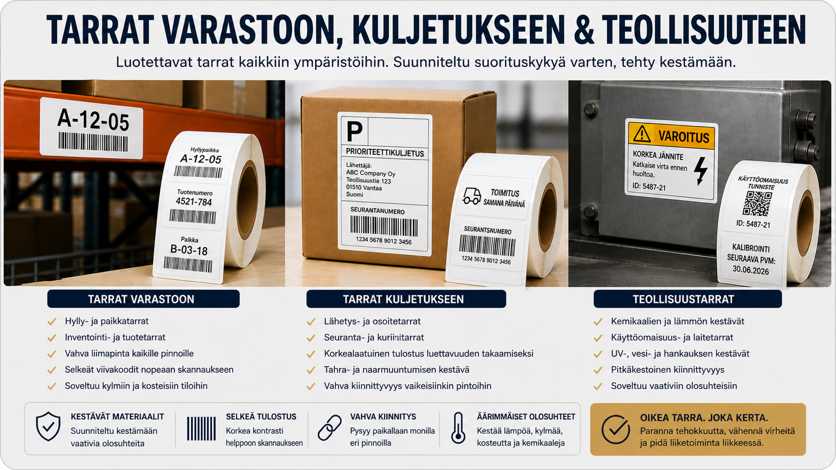 Tarrat varastoon kuljetukseen logistiikkaan ja teollisuuteen