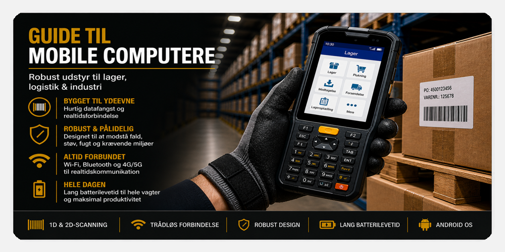 Robust mobil computer til lager logistik stregkodescanning og lagerstyring