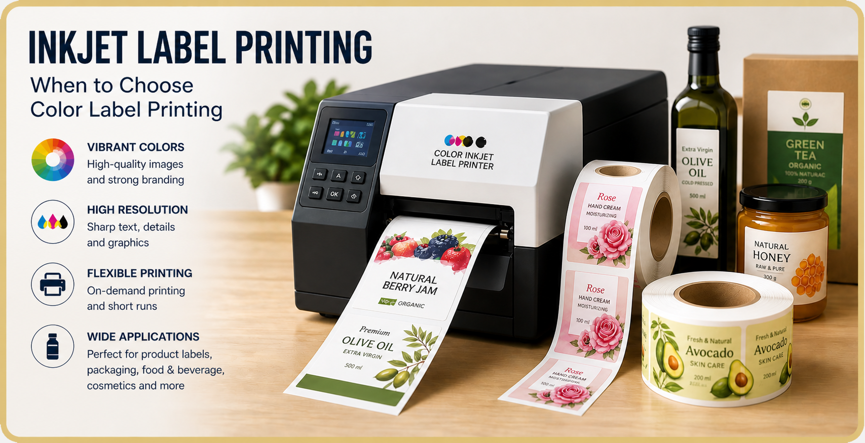Inkjet labelprinter til farveetiketter produktetiketter og detailemballage