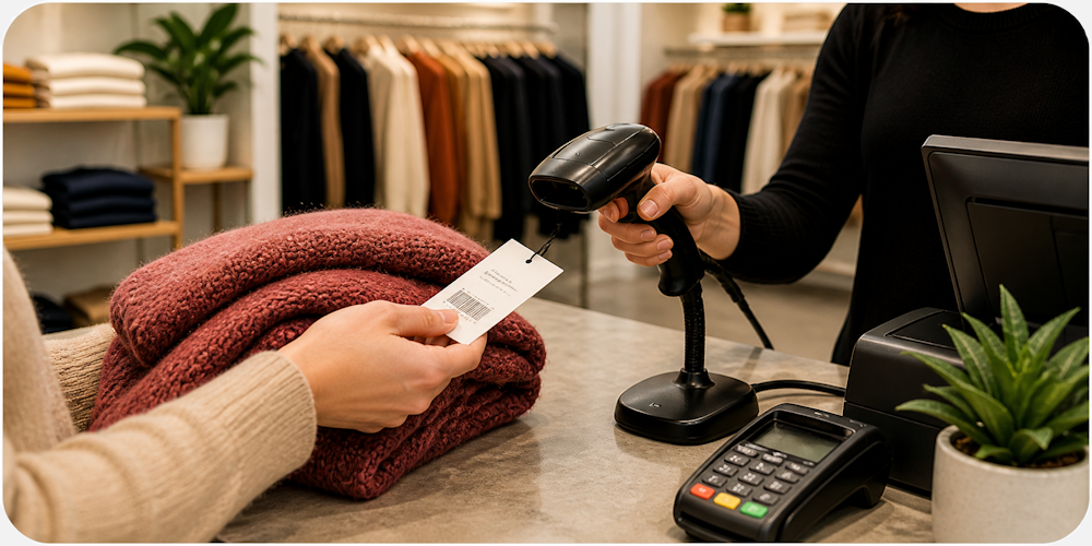 Retail POS barcode scanner checkout environment