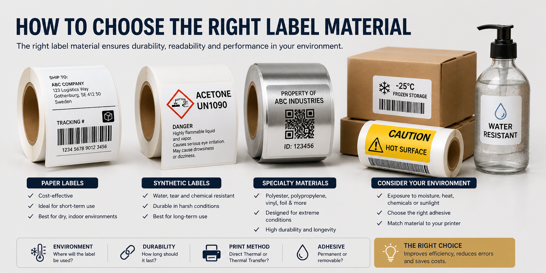 Labelmaterialer som papiretiketter syntetiske etiketter og lageretiketter