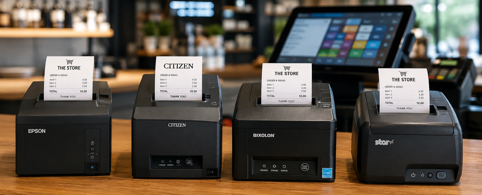 Receipt printers for shops, restaurants and service environments