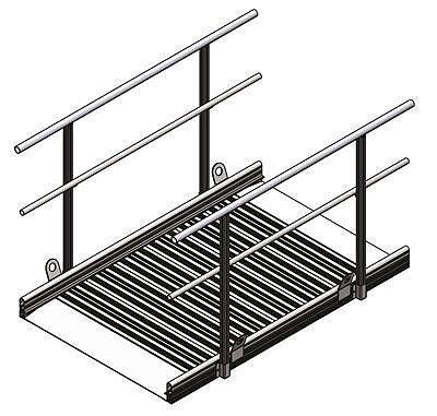 Fribärande Handikappramp "Färjeramp" Båt Landgång (2Räcken) 2,10m / 1,20m