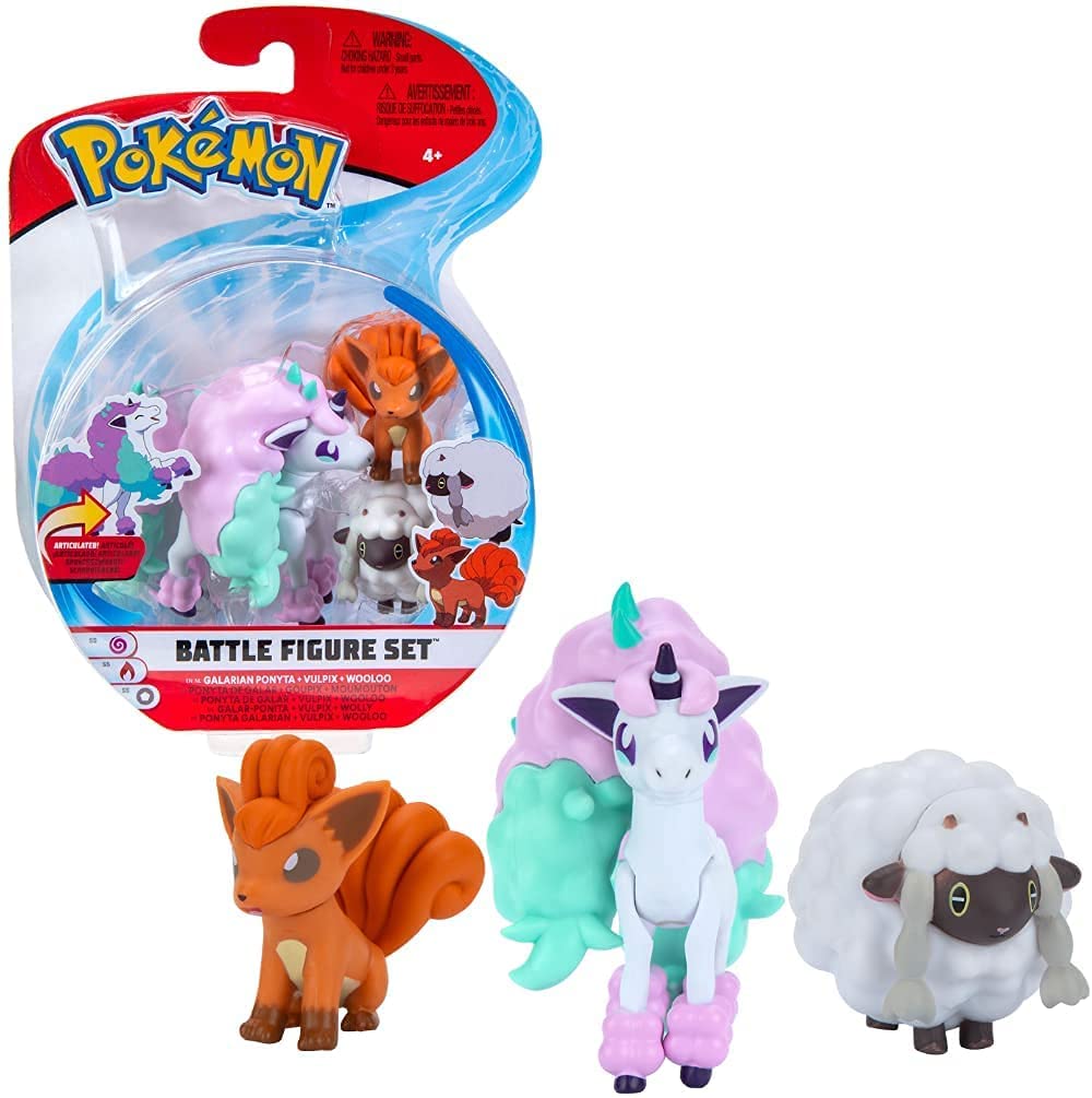 Pokemon Battle Figure Set Galarian Ponyta Vulpix Wooloo Carsmästaren