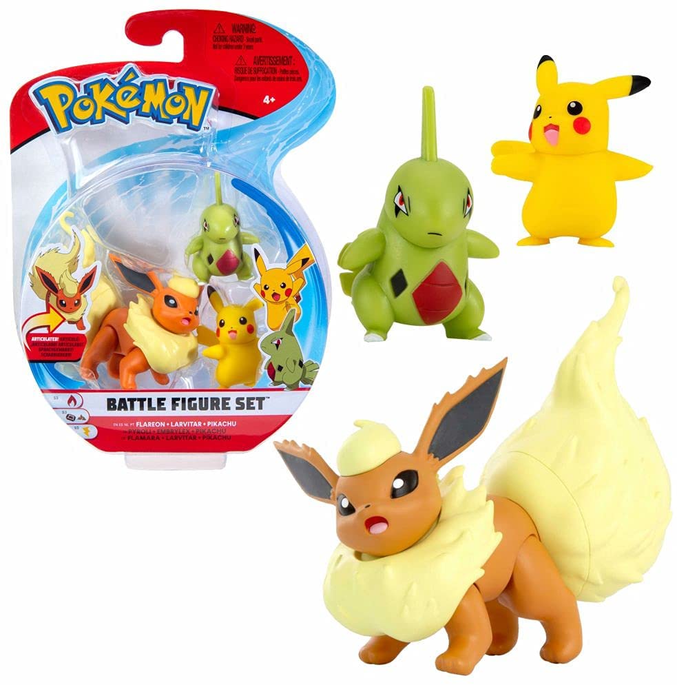 Pokemon Battle Figure Set Flareon, Pikachu & Larvitar
