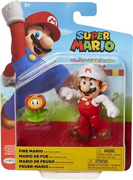 Super Mario Fire Mario with Fire Flower Action Figure	