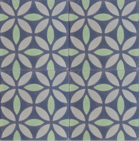 Carreau marocain Rio gris-gris-menthe