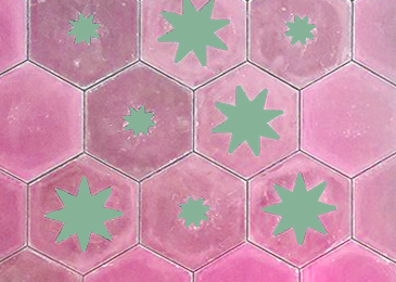 Azulejo marroquino SKY. verde-rosa