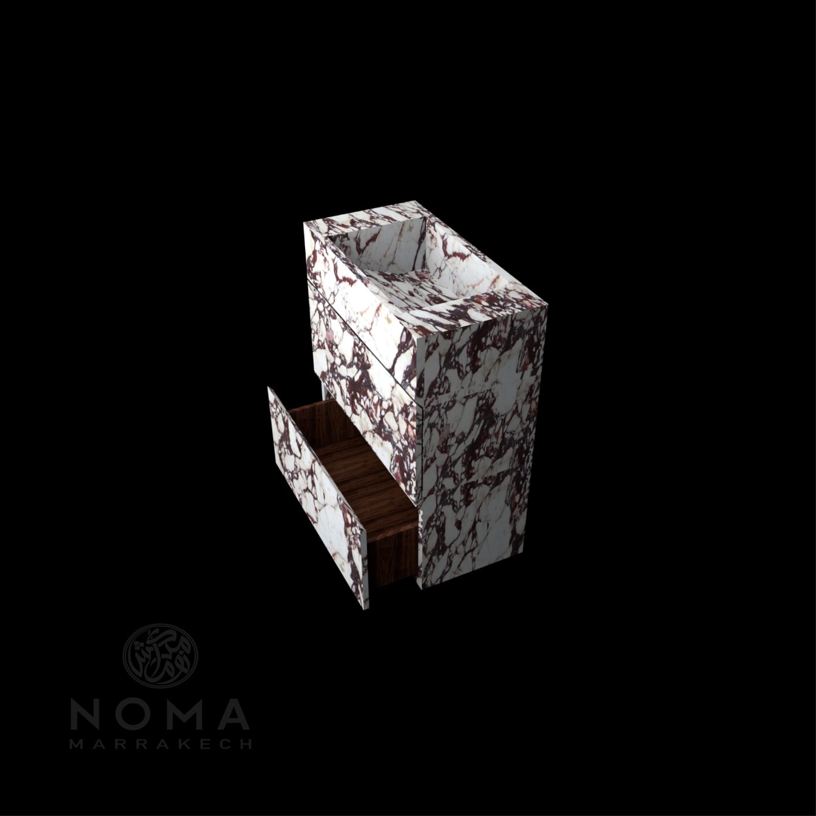 Spülbecken integrierte Kommode breccia viola