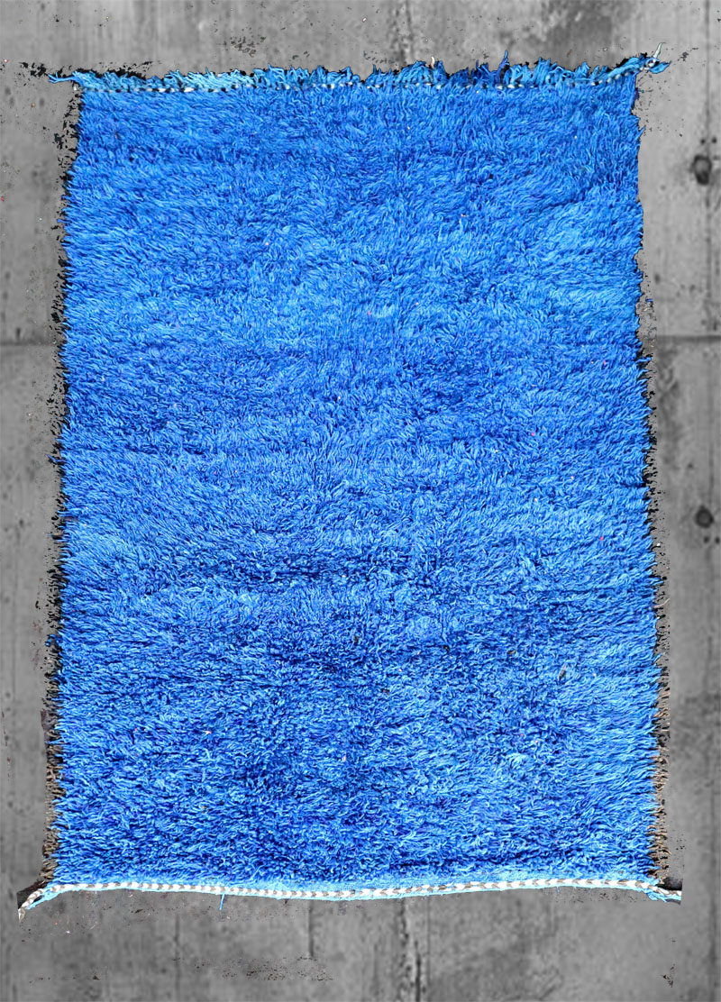 WUNDERSCHÖNER KLARER BLAUER BOUJAD TEPPICH 879