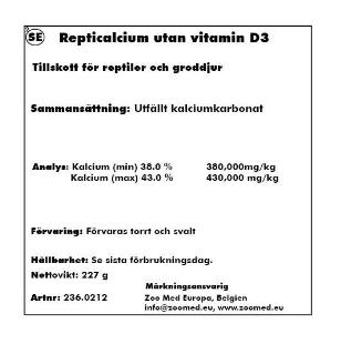 Repti Calcium Utan D3 och Fosfor 227G - 2