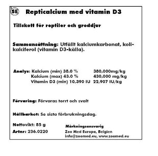 Repti Calcium Med D3 och Utan Fosfor 227G - 2