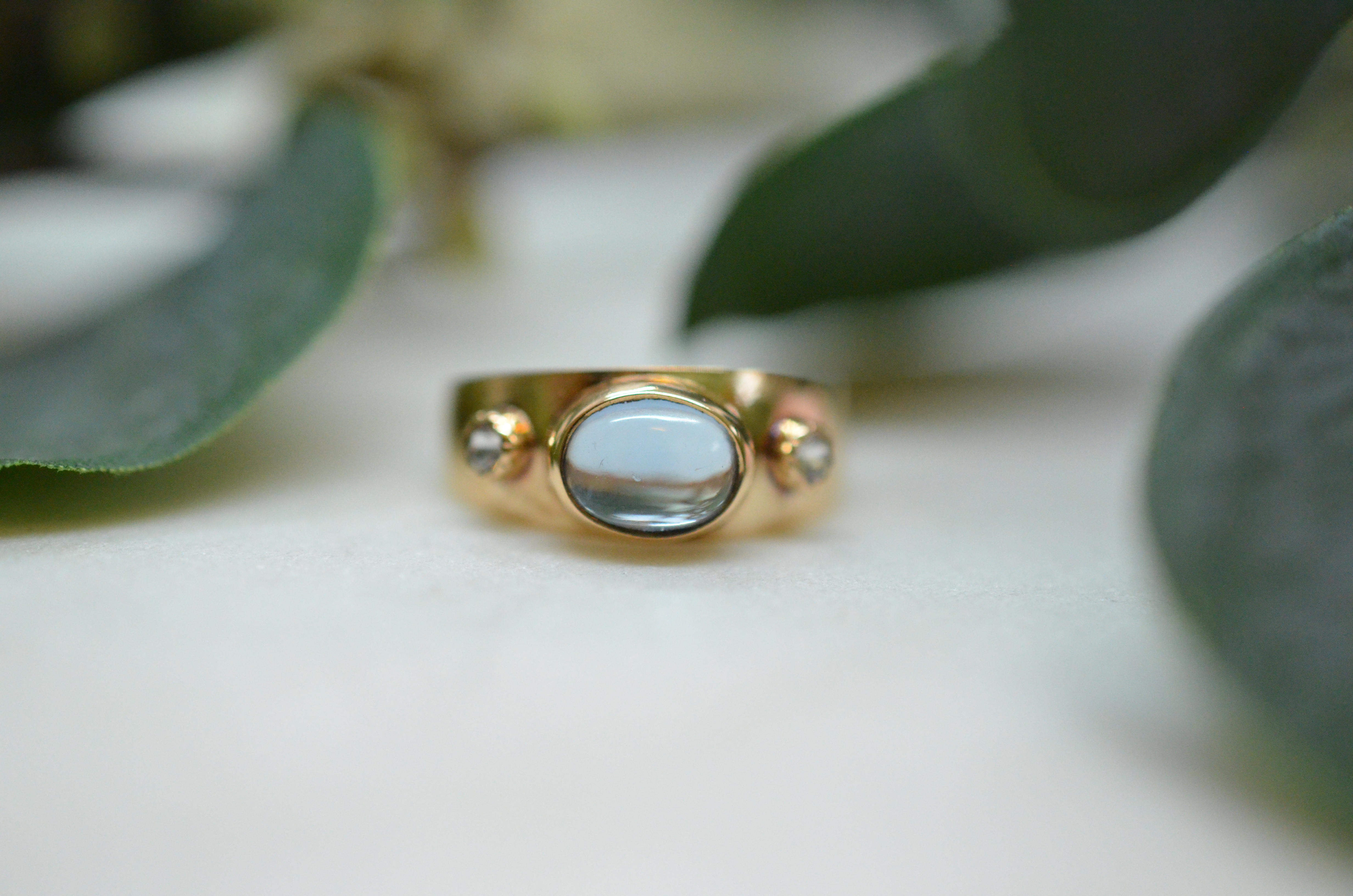 Vintage 18k ring med ljusblå sten, 1961 - 5