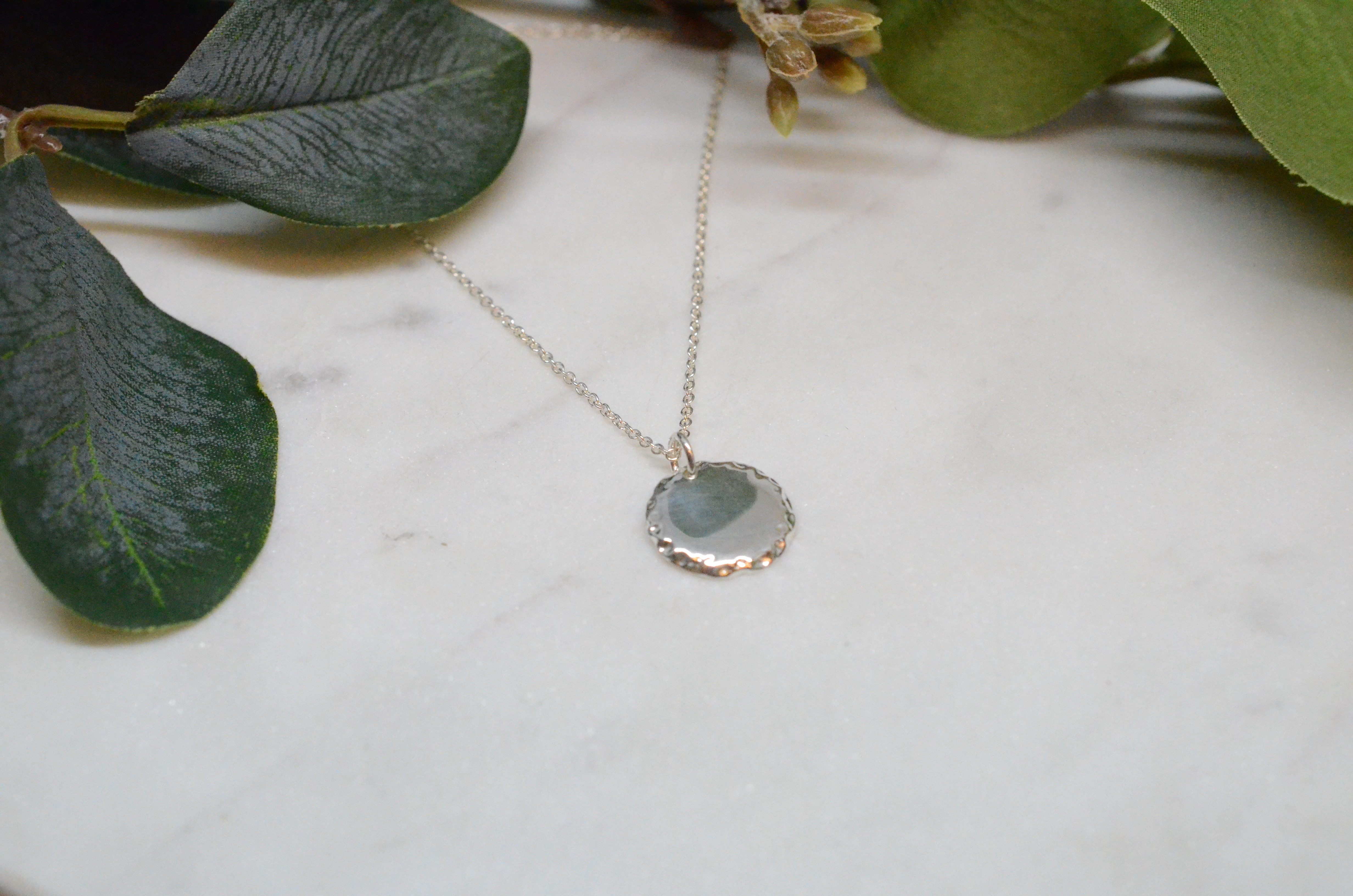 Rondine silver necklace, "Hammered Pendant" - 2