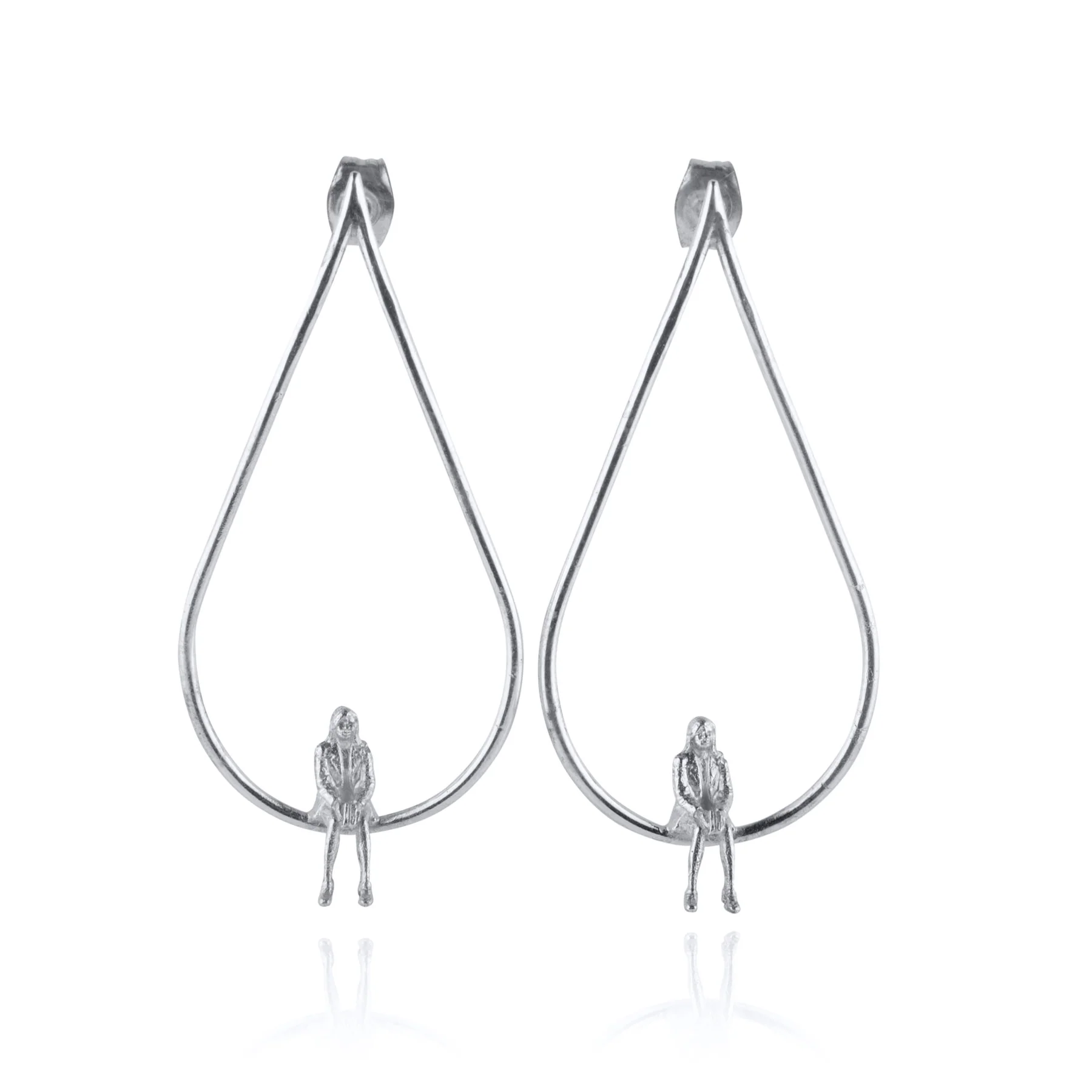 Annika Gustavsson "Egentid", silver earrings drop shape