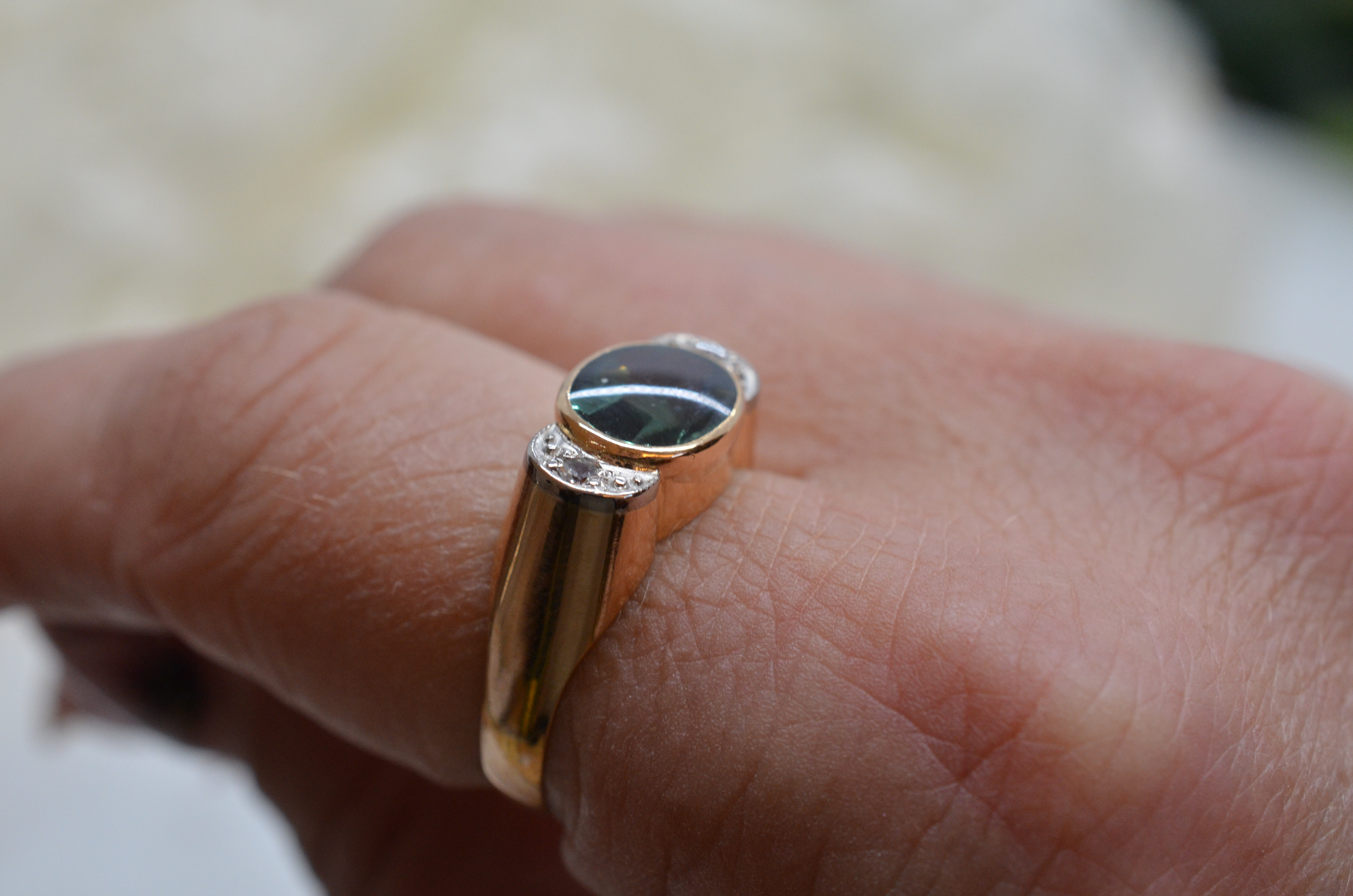 Vintage 18k ring with green stone, 1961 - 7