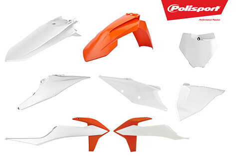 POLISPORT - PLASTKIT - KTM SX/SXF 125-450 2019 - Orange/Vit - OEM Färg 