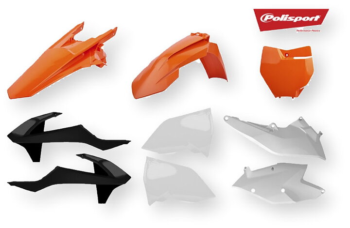 POLISPORT - PLASTKIT - KTM EXC/EXC-F 125-450 17-19 - Orange/Vit - OEM Färg 2018