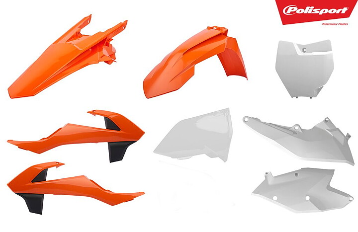 POLISPORT - PLASTKIT - KTM SX/SXF 125-450 17-18 - Orange/Vit - OEM Färg 2018