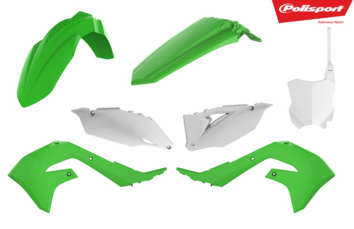 POLISPORT - PLASTKIT - KAWASAKI KXF 450 2019-2020 - Grön/Vit - OEM Färg 2019
