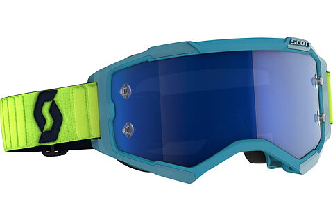 SCOTT - FURY - TEAR OFF - Teal Blue/Neon Yellow - Blue Chrome Lens