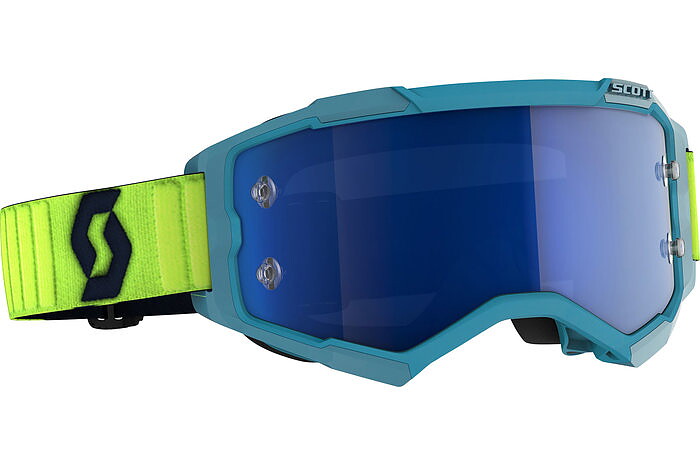 SCOTT - FURY - TEAR OFF - Teal Blue/Neon Yellow - Blue Chrome Lens