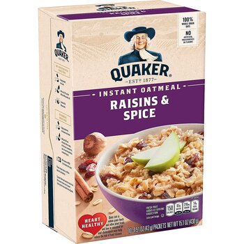 Quaker oatmeal raisin & spice 10 bags