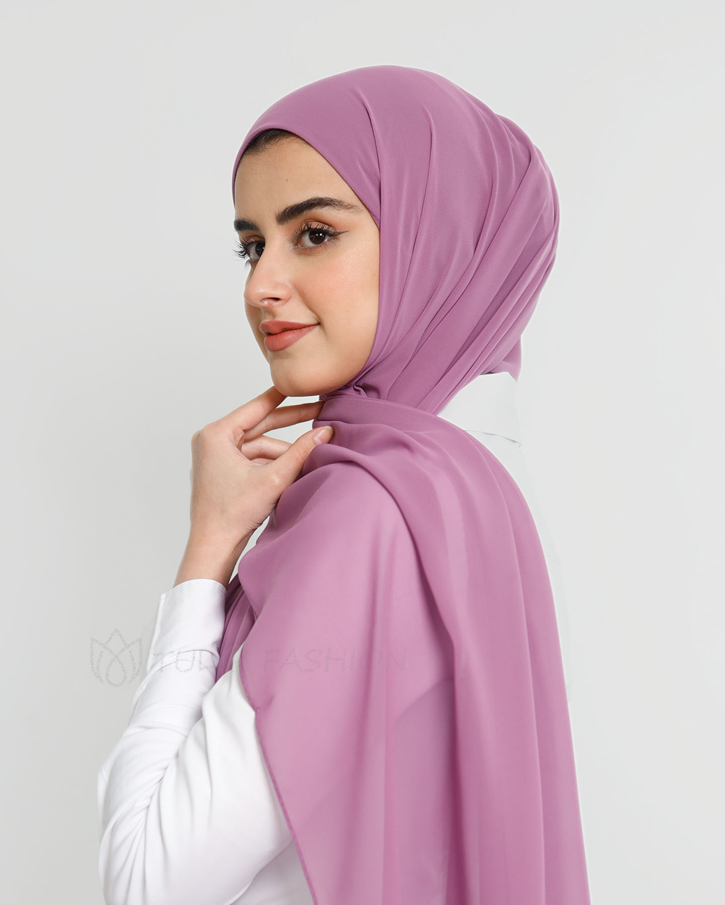 Hijab - Instant Chiffon With Cap - Purple - 2