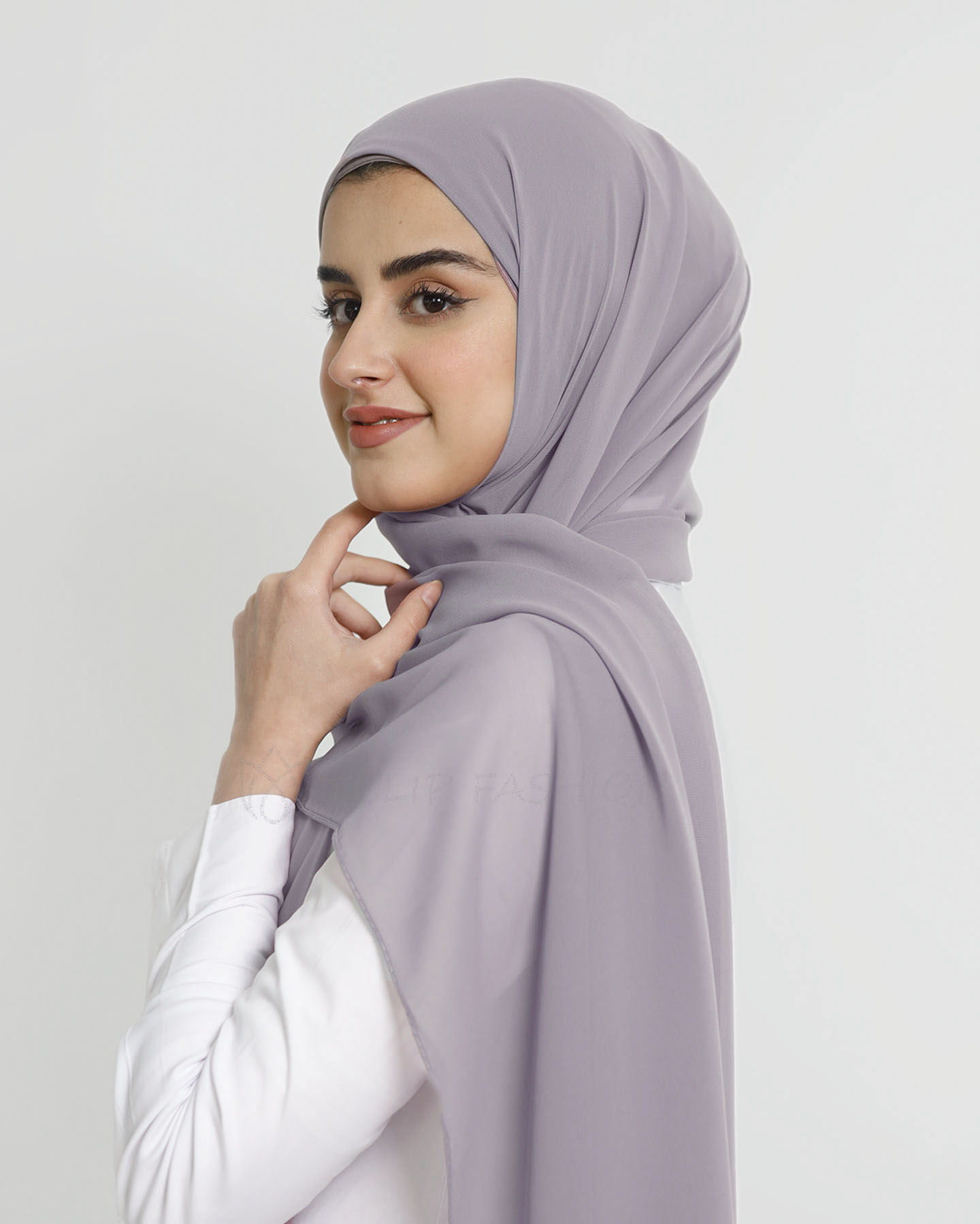 Hijab - Instant Chiffon With Cap - Light Purple - 2