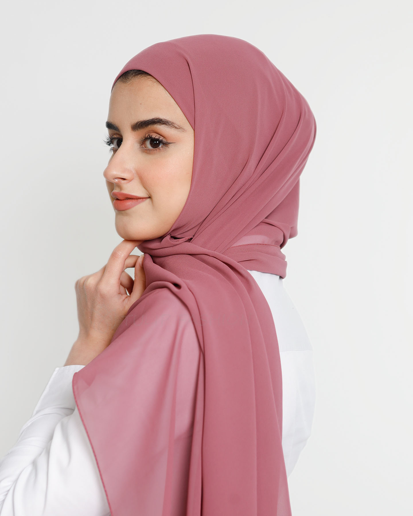 Hijab - Instant Chiffon With Cap - Deep Mauve - 2