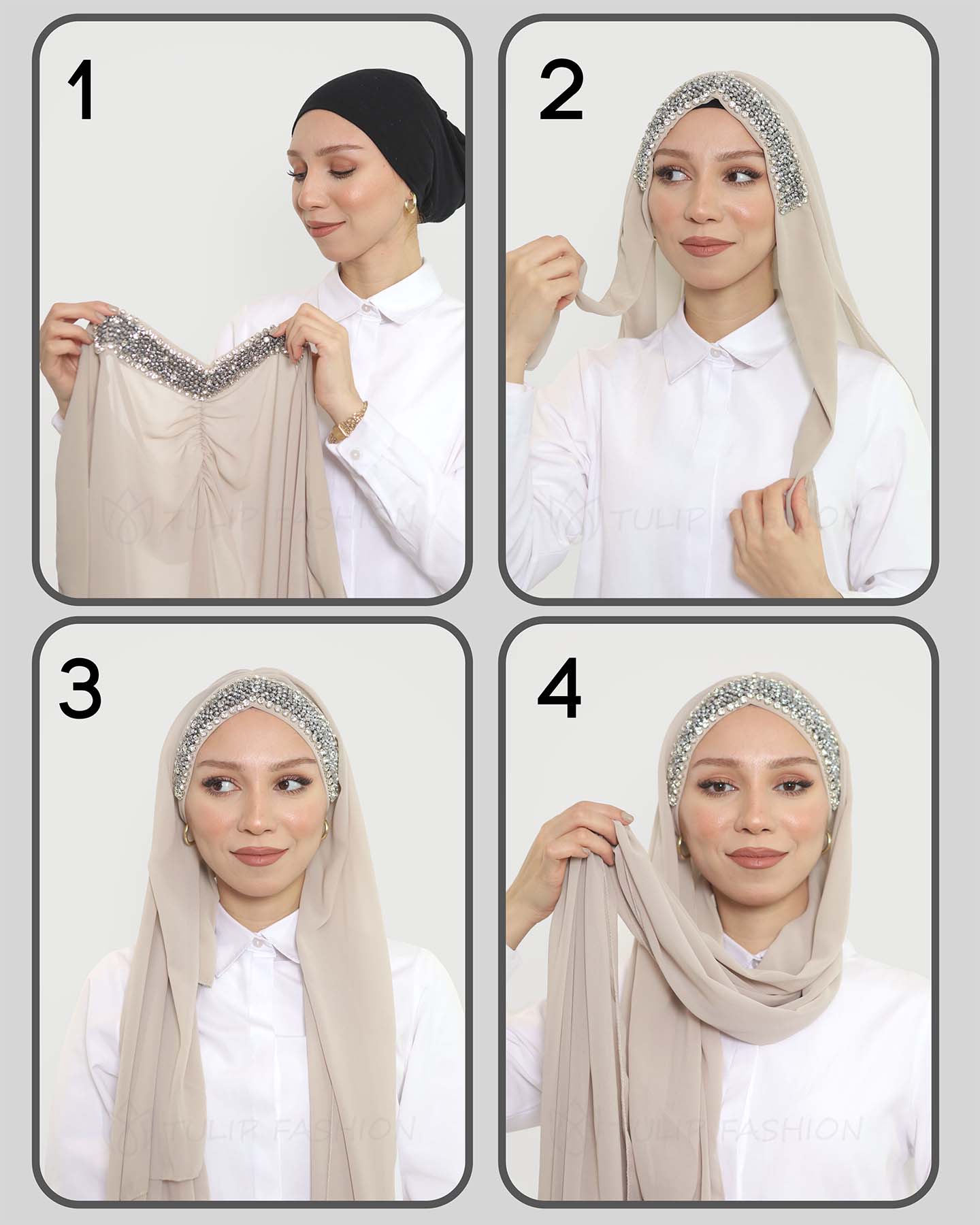 Hijab - Instant Chiffon Shiny Crystal - Light Mauve - 2