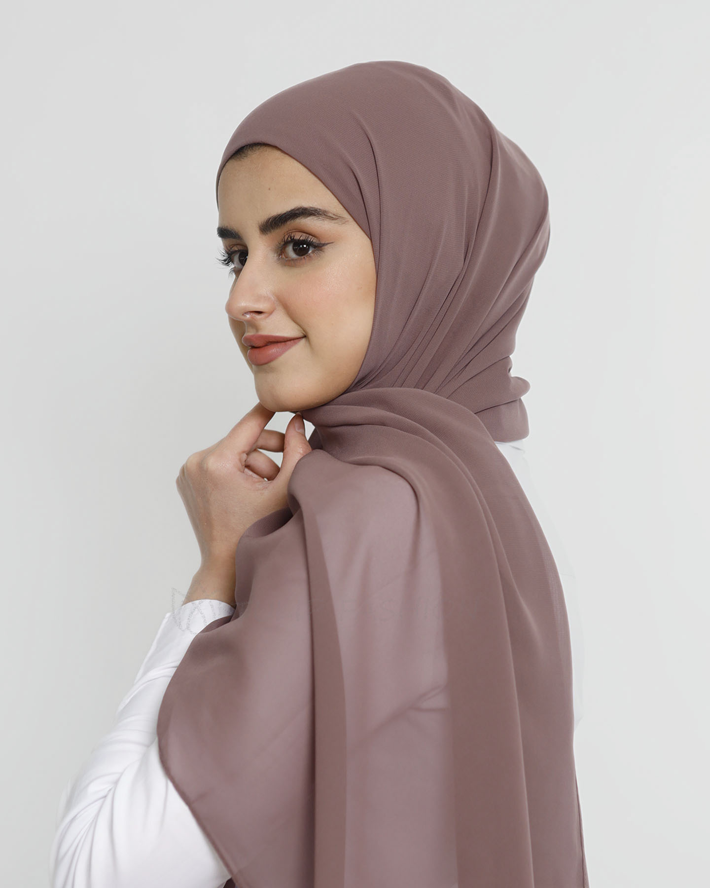 Hijab - Instant Chiffon With Cap - Old Mauve - 2