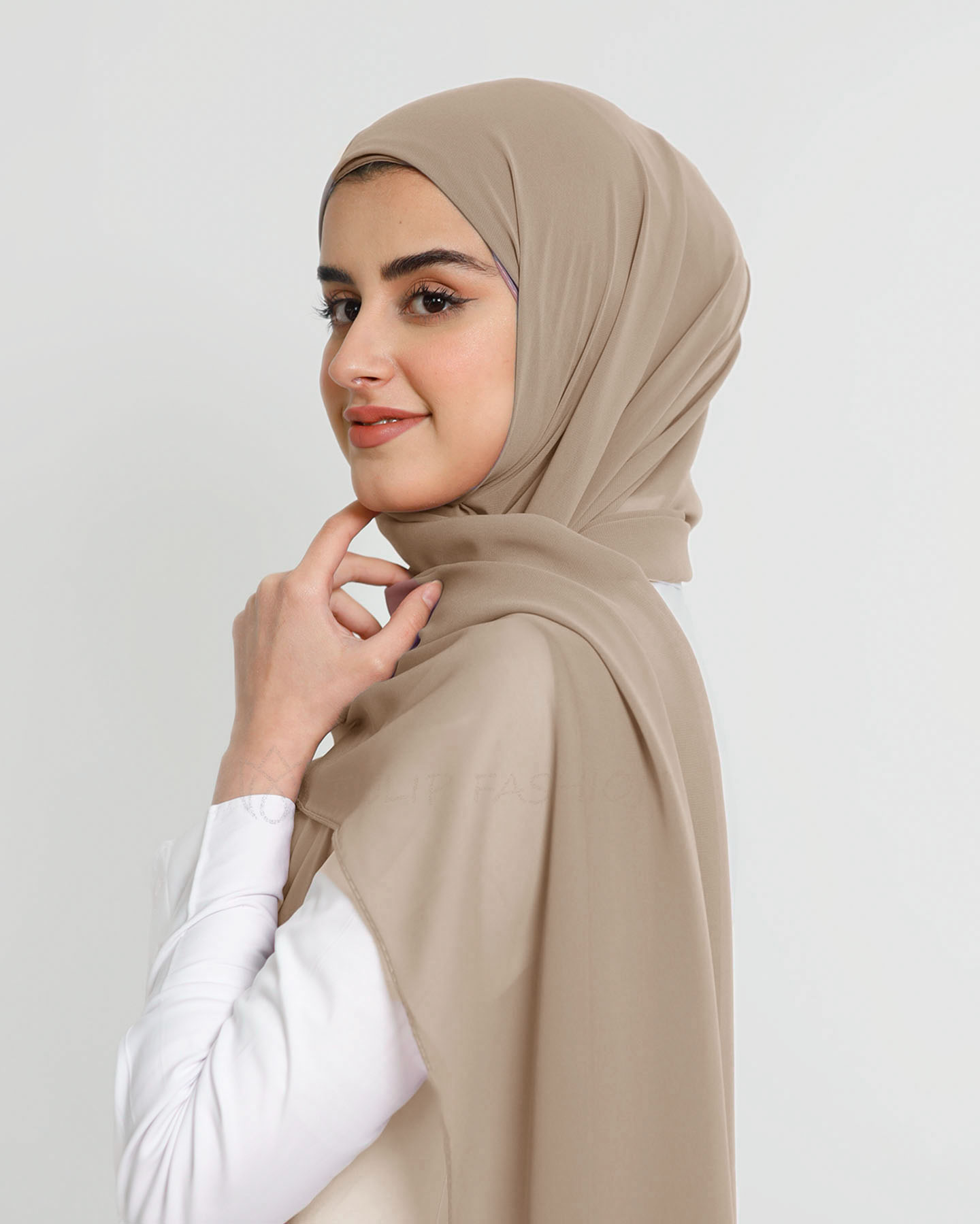 Hijab - Instant Chiffon With Cap - Hazel Brown - 2