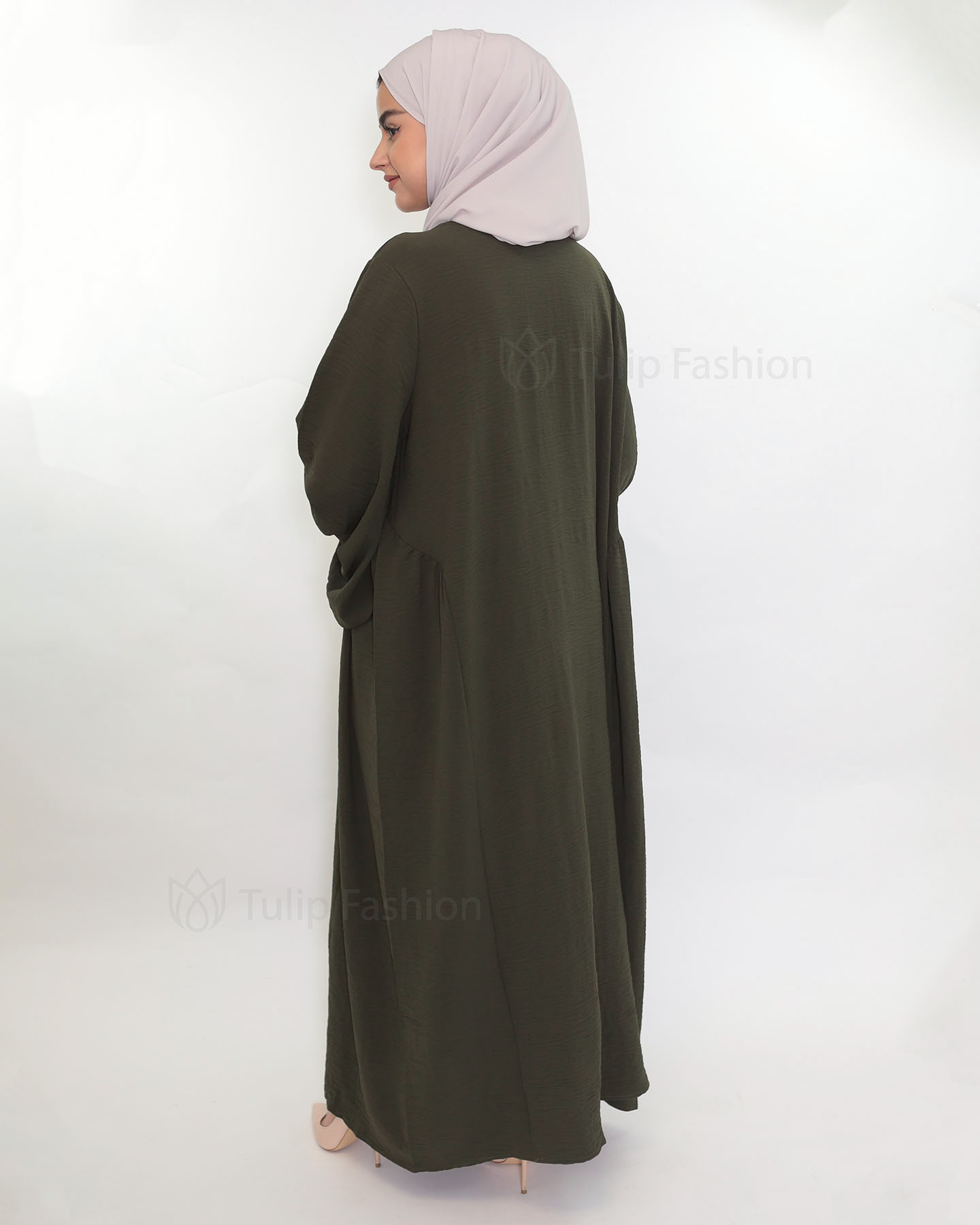 Fatima  Abaya - Olive Green - 3