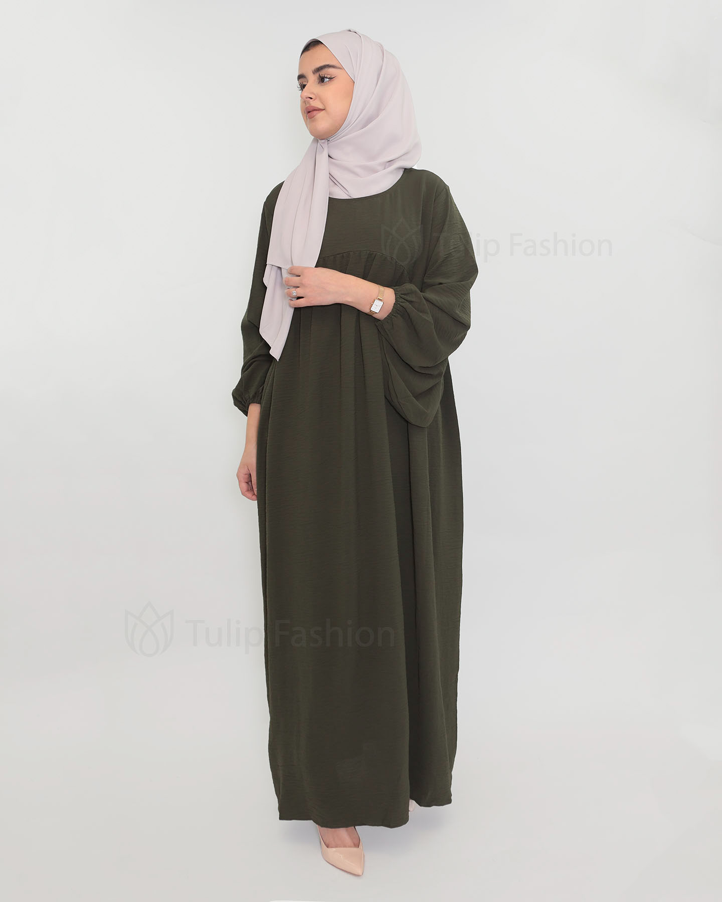 Fatima  Abaya - Olive Green