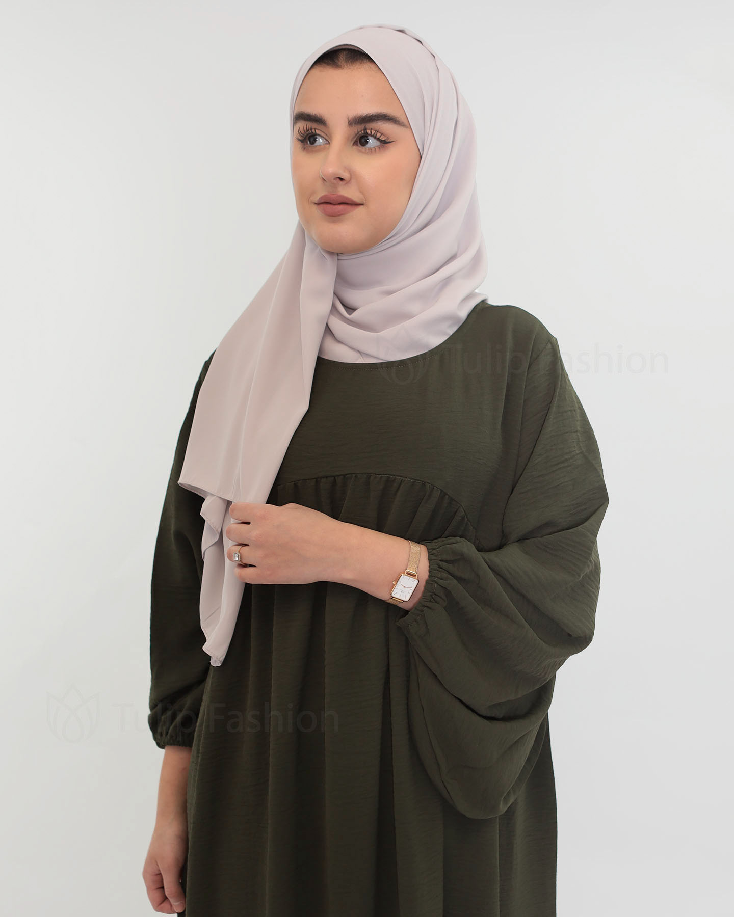 Fatima  Abaya - Olive Green - 4