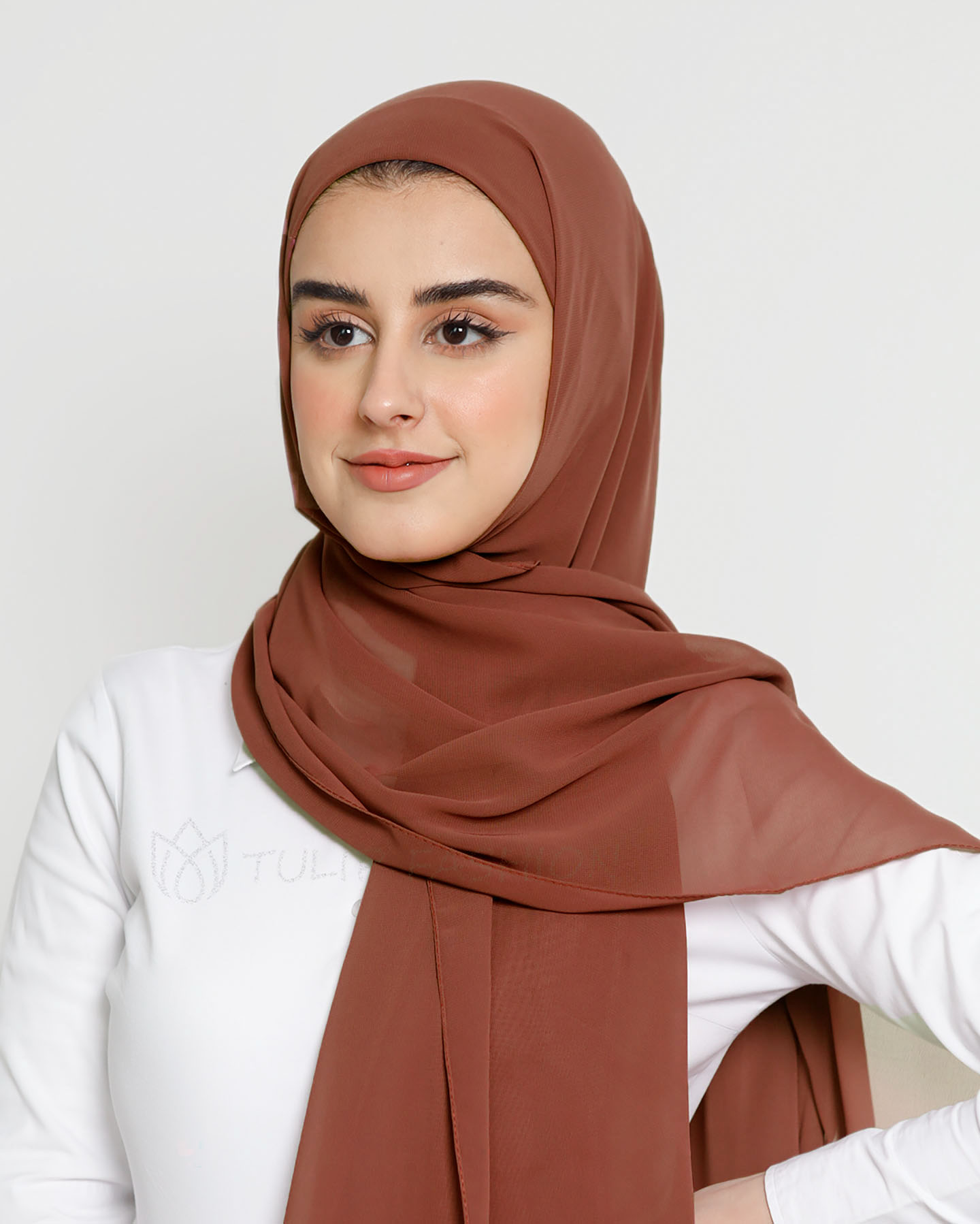 Hijab - Instant Chiffon With Cap - Walnut Brown