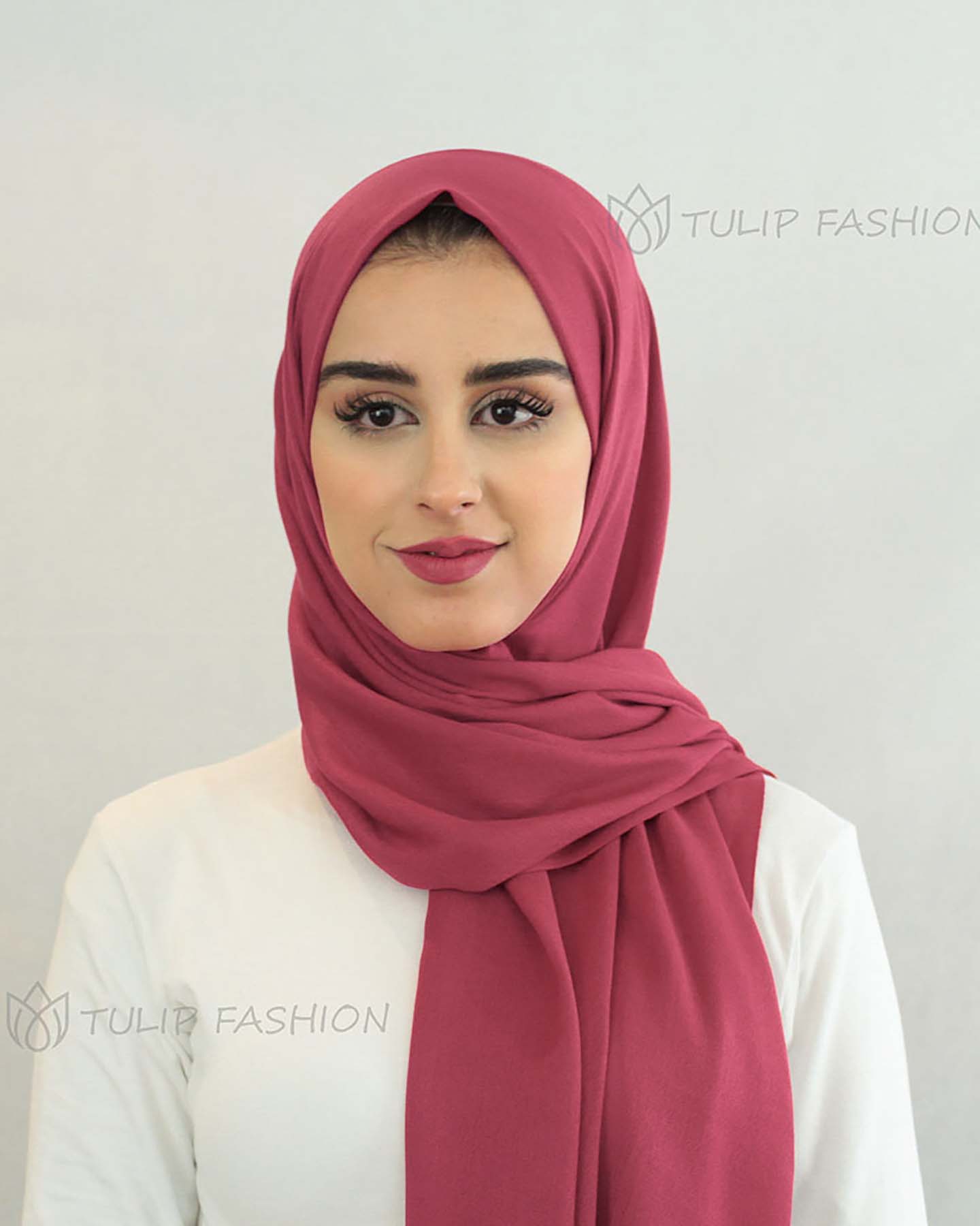 Hijab - Pashmina - Dunkel Rosé - 2