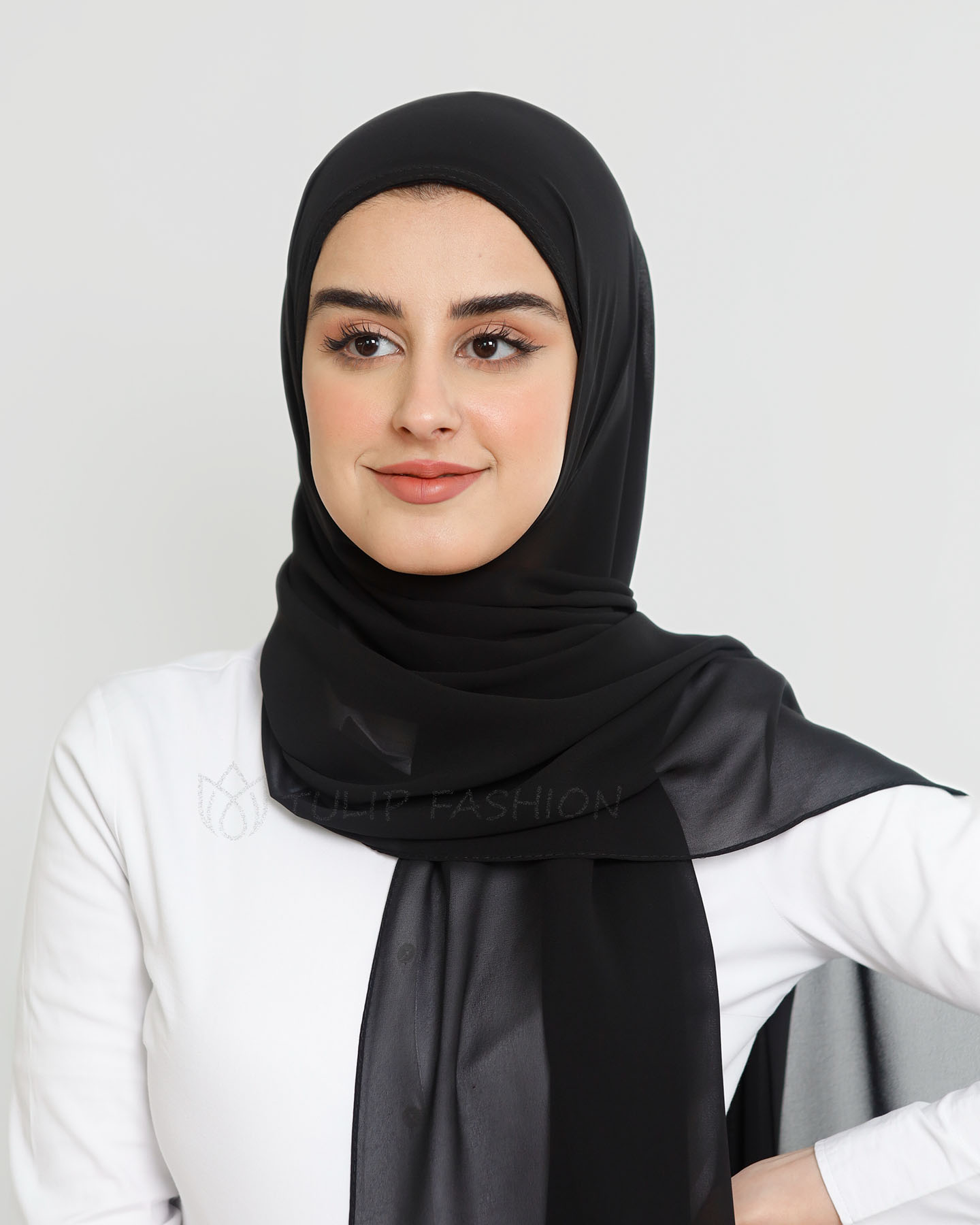 Hijab - Instant Chiffon Med Cap - Svart