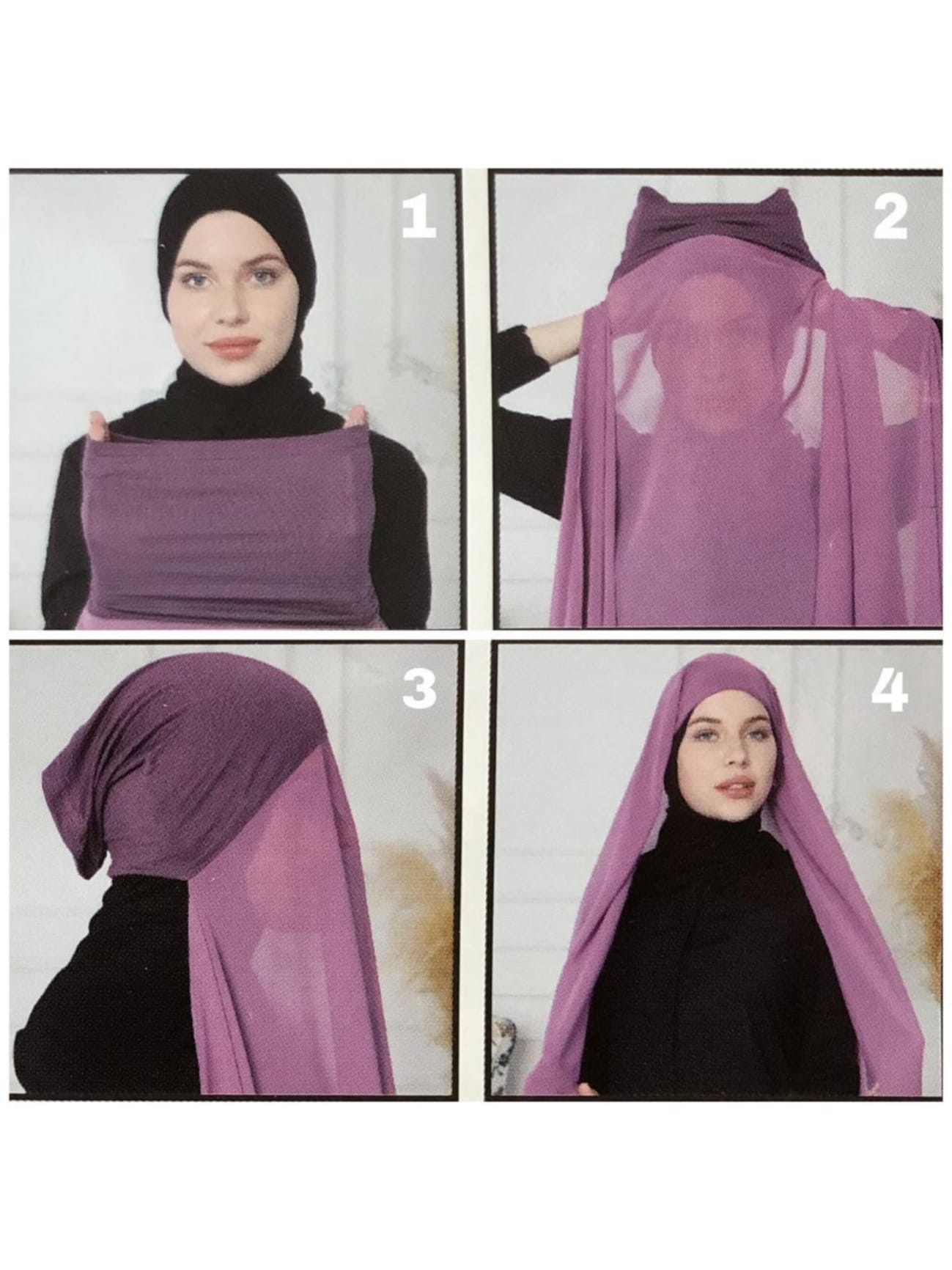 Hijab - Instant Chiffon Med Cap - Svart - 3